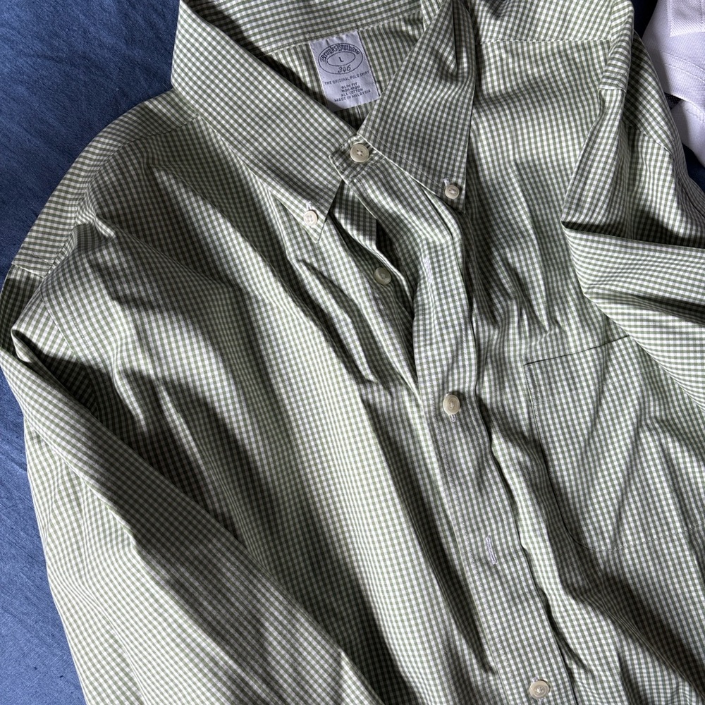 Brooks Brothers Olive Checkered Shirt